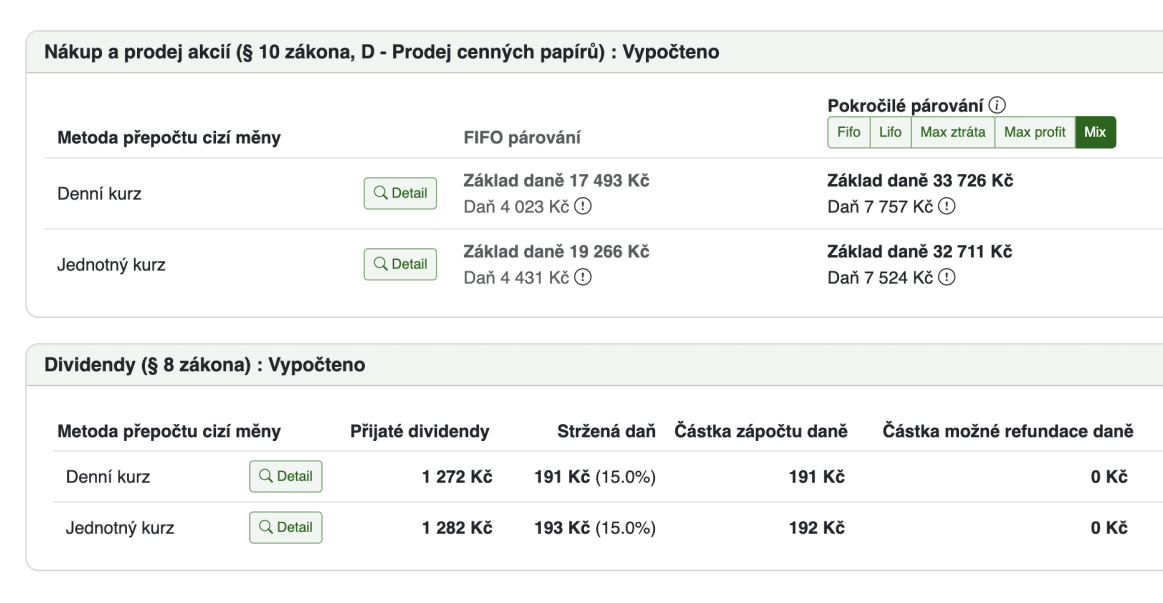 Automatický výpočet daní